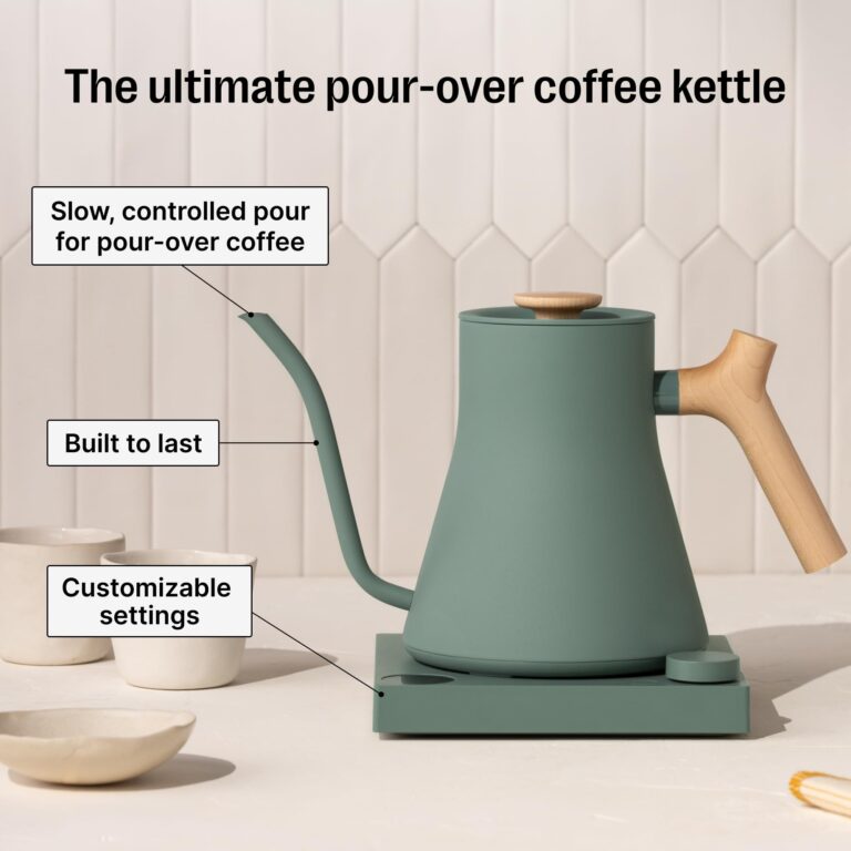 Fellow Stagg EKG Pro Electric Gooseneck Kettle - Pour-Over Coffee and Tea, Quick Heating, Precise Temperature Control, Scheduling, Built-in Brew Timer, Smoke Green with Maple Wood Handle, 0.9 Liter - Image 5