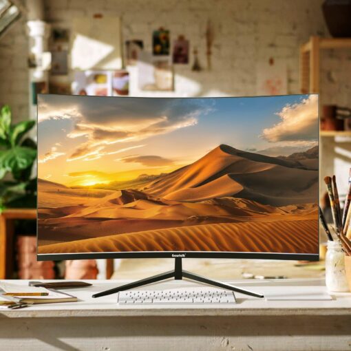 Gawfolk Monitor 32 inch Computer Monitor QHD (2560 x 1440) 2K 1500R Curved Computer Monitors 75HZ PC Monitors VA Screen for Home, Office and Dormitory,Support Wall Mount- Black - Image 3