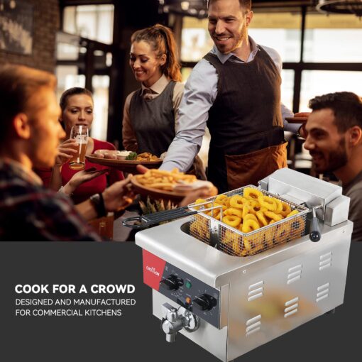 CROSSON 6L Electric Countertop Deep Fryer Extra Large with Drain,Timer,Basket and Lid for Restaurant Use 120V,1800W Commercial Deep Fryers - Image 3