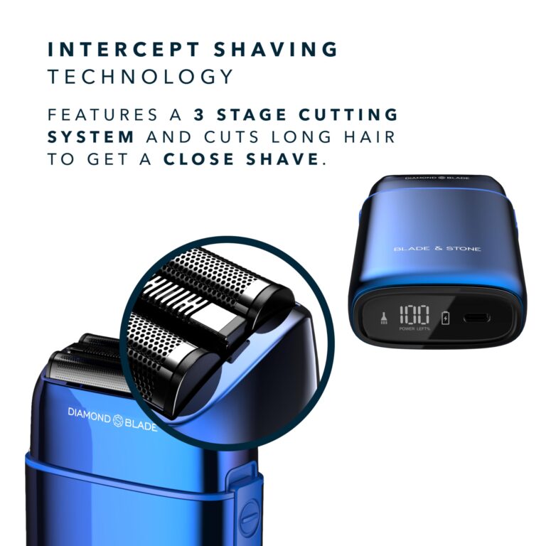 Blade & Stone - Clippers, Trimmers, and Mens Shaver - Professional Foil Shaver for Men - Diamond-S Blade - Graphene-X Blades - High-Torque Motors - Waterproof Shaving Machine - Big Blue - Image 2