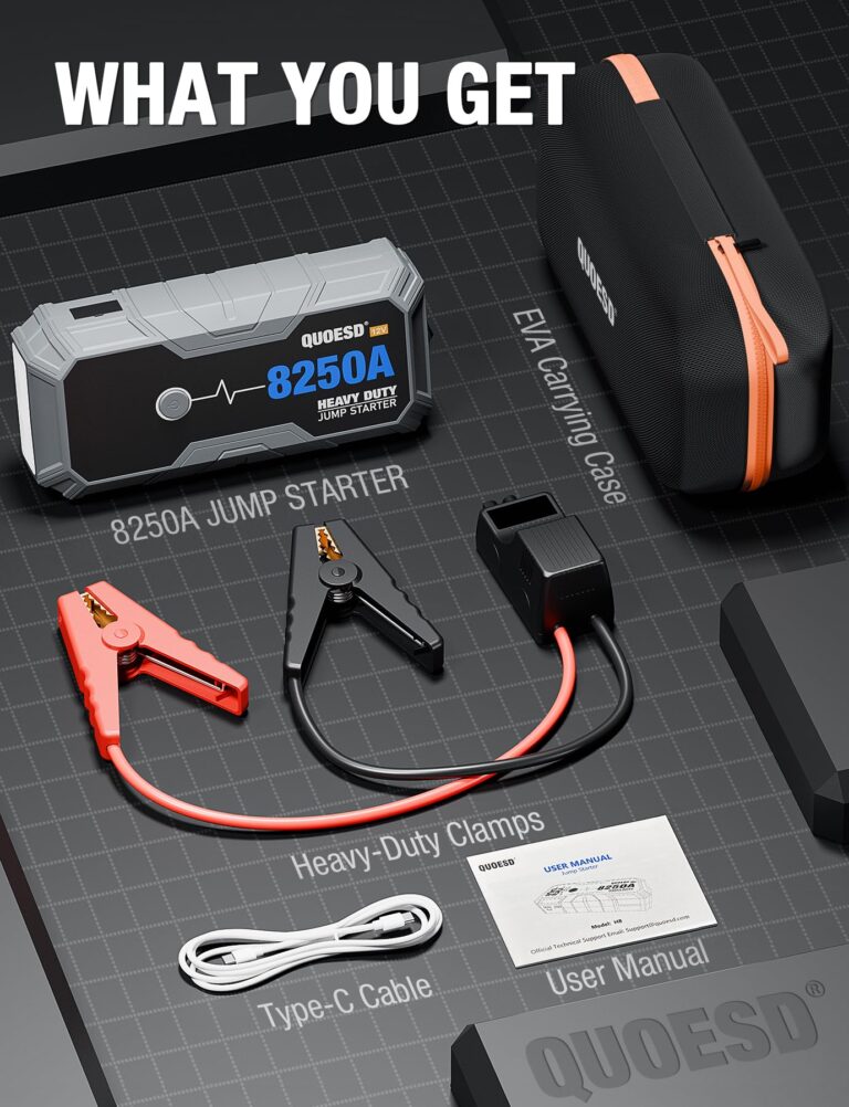 8250A Jump Starter Battery Jump Starter Battery Pack (for All Gas or 10.0+L Diesel), 12V Potable Heavy Duty Car Jump Start with 60W Power Bank 48-Months Stand-by Time - Image 2