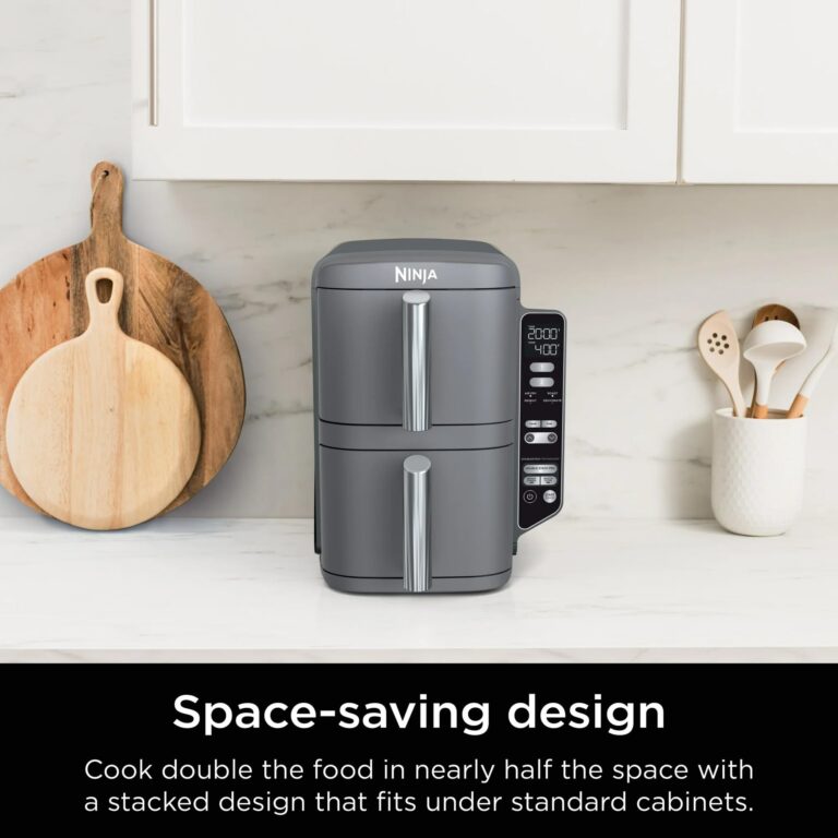 Ninja SL400 DoubleStack XL 2-Basket Air Fryer, Cooks 4 Foods at Once, Compact Design, 10 QT, 4-in-1, Smart Finish & Match Cook, Air Fry, Broil, Bake, Easy Meals, Easy Clean, Grey (Renewed) - Image 8