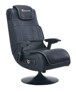 X Rocker Pro Lounging Video Gaming Pedestal Chair with Armrests, Built-In Audio & Vibration via Wireless Bluetooth, Foldable, Vegan Leather, 275 lbs Max, Black