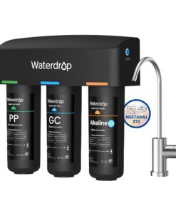 Waterdrop TSB-ALK 8 Layer High Capacity Slightly Alkaline Under Sink Water Filter, Reduces PFAS, PFOA/PFOS, Fluoride, Chlorine, Bad Taste & Odor, with Dedicated Faucet, Under Sink Water Filter
