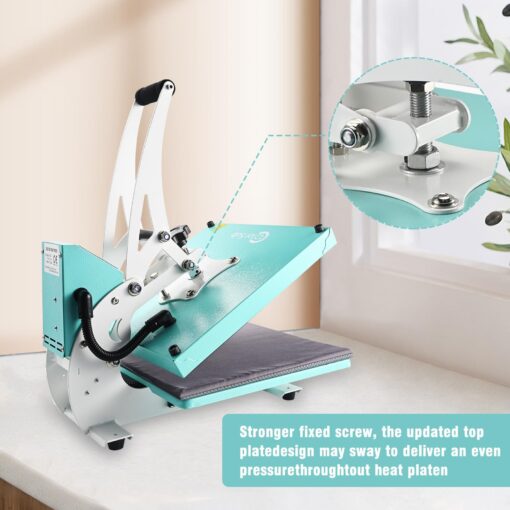 ColorSub 15x15 Heat Press for T-Shirt with Slide Out Drawer, Sublimation Heat Press Machine, Teal - Image 7