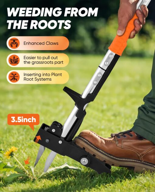 Saker Weed Puller Tool Stand Up Garden Tool with Long Handle & Stainless Steel Claws + 22V Cordless Electric Garden Tiller, 9-Inch Tilling Width, 6.3-Inch Depth, 2 Batteries & Charger Included - Image 8