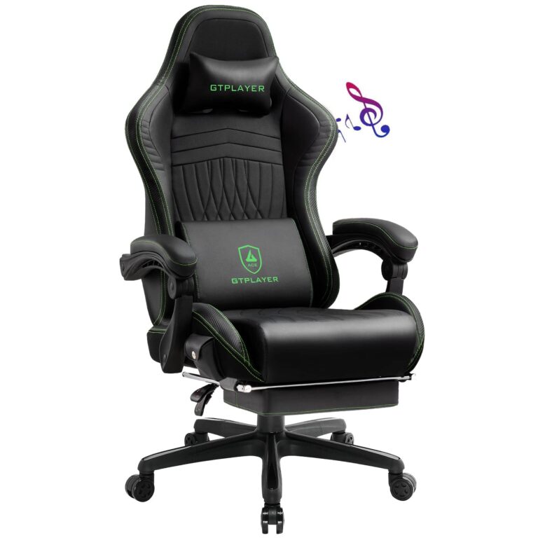 GTPLAYER Chair Computer Gaming Chair (Leather, Green)