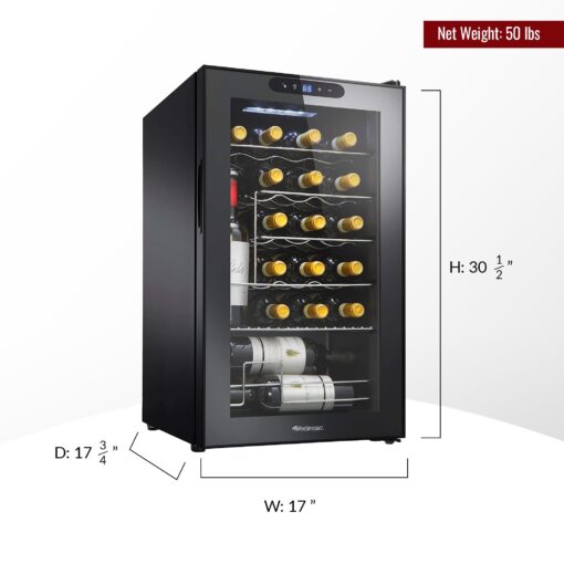 Wine Enthusiast 24-Bottle Compressor Wine Cooler with Upright Bottle Storage - Freestanding Wine Refrigerator with Digital Touchscreen and LED Temperature Display - Image 3