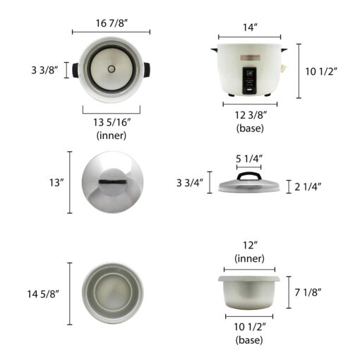 Thunder Group SEJ50000 30-Cup (Uncooked) 60-Cup (Cooked) Rice Cooker/Warmer, White - Image 4