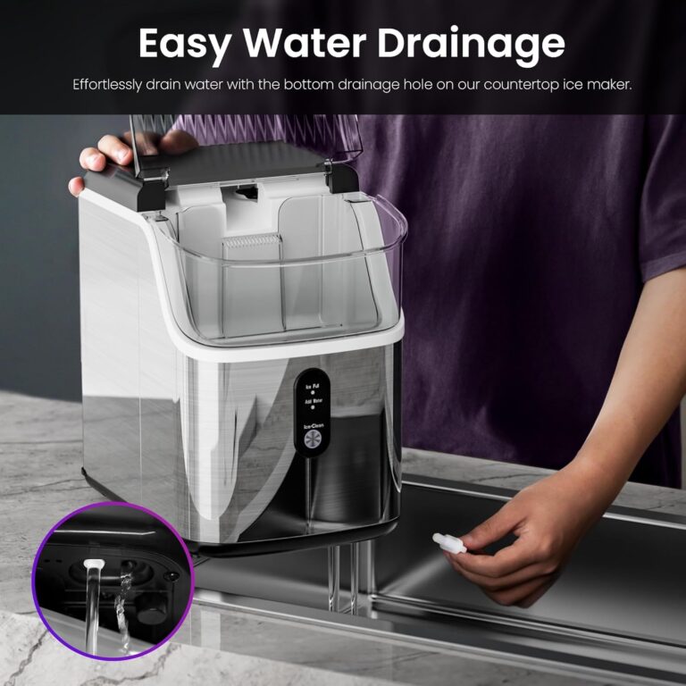 Nugget Ice Maker Countertop, 35Lbs/24H Portable Table Top Machine with Chewable & Crushed Ice, Self-Cleaning, One-Touch Operation for Home, Kitchen & Office(Stainless Steels Silver) - Image 4