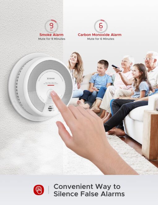 X-Sense 2-in-1 Smoke and Carbon Monoxide Detector Alarm (Not Hardwired), 10-Year Battery-Operated Dual Sensor Fire & CO Alarm, SC06, 5-Pack - Image 5