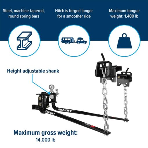 Camco Eaz-Lift Elite 1200lb Weight Distribution Hitch with Height Adjustable Forged Shank (48059) - Image 2