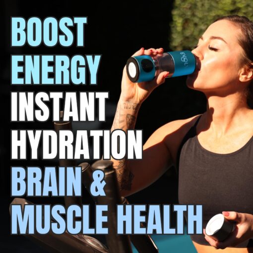 EVOLV Hydrogen Water Bottle Generator – SPE & PEM Water Ionizer 5.42PPM, Highest Concentrated Dose – 8oz Hydrogenated Water Bottle for Improved Energy & Inflammation Support - Easy to Use, Turquoise - Image 2
