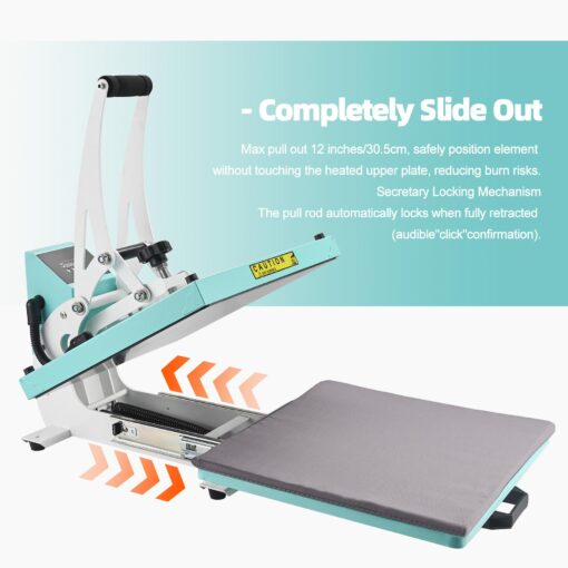ColorSub 15x15 Heat Press for T-Shirt with Slide Out Drawer, Sublimation Heat Press Machine, Teal - Image 6