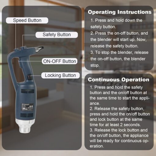VONCI 750W Commercial Immersion Blender, Extra Heavy Duty Hand Blender with Variable Speed 8000-19000RPM, Handheld Stick Mixer with 20" SUS 304 Shaft, Commercial Emulsifier for Restaurant Kitchen. - Image 2