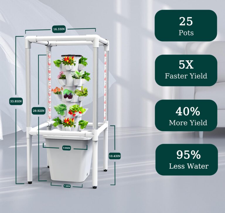 Sjzx Hydroponics Growing System Kit with Grow Lights |25-Plant Hydroponic Tower | Home Indoor Gardening Herbs, Fruits and Vegetables | Indoor Hydroponics Tower System Kit - Image 6