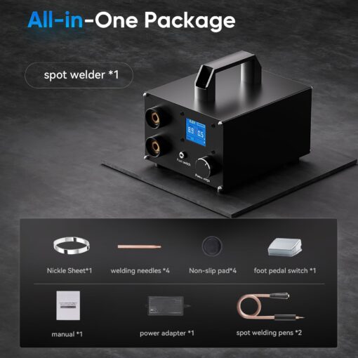 Seesii Dual Farad Spot Welder, 250 Gears Adjustable 3000F Capacitor Battery Spot Welder with 1.8'' LCD Display,Portable Spot Welder for 0.1-0.3mm Nickel Strip Welding, Ideal for Battery Pack Making - Image 3