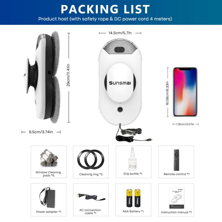 SUNSMAI Window Cleaning Robot with Dual Water Spray, 2800Pa Upgrade Anti-Clogging, Intelligent Edge Detection 3.0 Path Planning, Remote Control Window Cleaner Robot for All Smooth Surfaces - Image 2