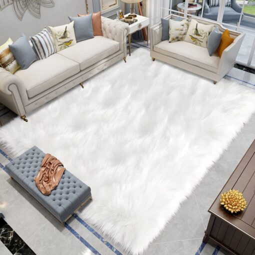 Latepis White Faux Fur Rug 8x10, Faux Fur Sheepskin Rug for Living Room, Fluffy Washable Fuzzy Carpet for Bedroom, Luxury Room Decor, Rectangle