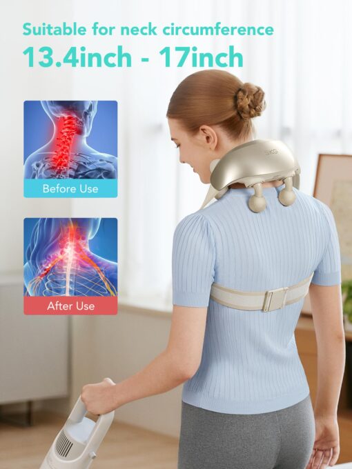 SKG Neck Massager for Pain Relief Deep Tissue FSA HSA Eligible Shiatsu Massager with Heat,for Neck and Shoulder Pain H7 Ultra - Image 4