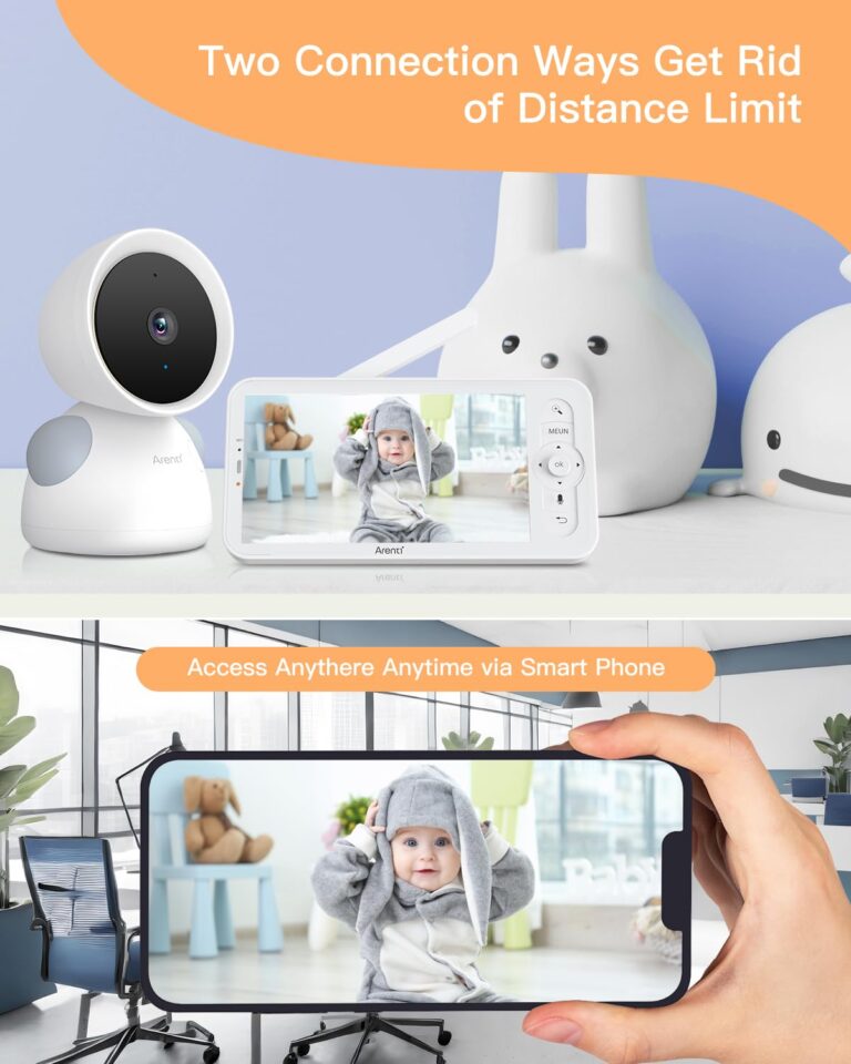 ARENTI Split-Screen Baby Monitor, 5" HD Video Baby Monitor with 4 Cameras and Audio, 720P Color Display,Night Vision, 4X Zoom,Temp& Humidity Sensor(4 Camera) - Image 5
