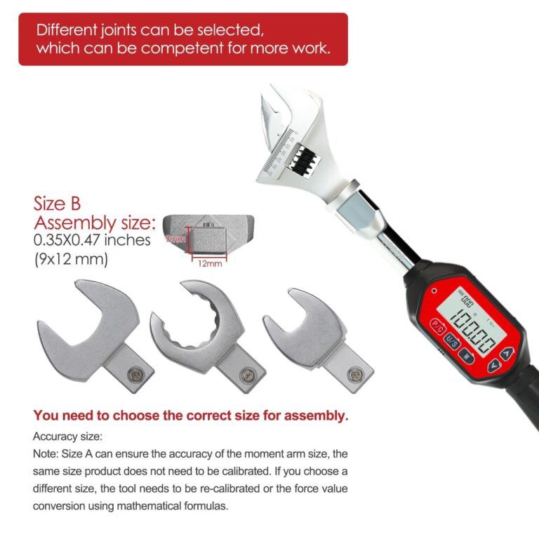 VPOER Adjustable Digital Torque Wrench spanner head, 2.2-73.7 ft-lbs (3-100 Nm) (26.5-885 inch pound) Electronic Jaw open end torque wrench with Buzzer & LED, Calibrated - Image 6