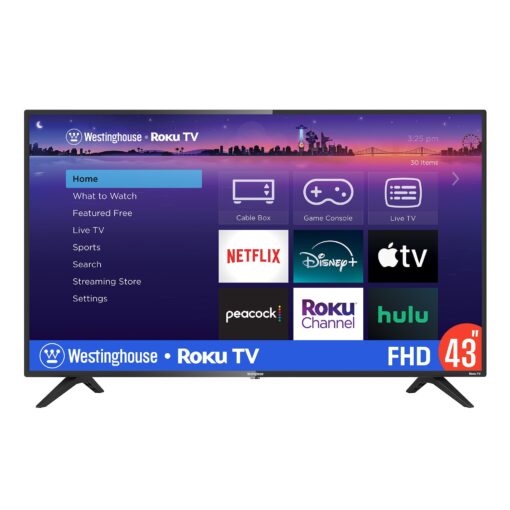 Westinghouse Roku TV - 43 Inch Smart Television, 1080P LED Full HD with Wi-Fi Connectivity and Mobile App, Flat Screen Compatible with Apple Home Kit, Alexa and Google Assistant
