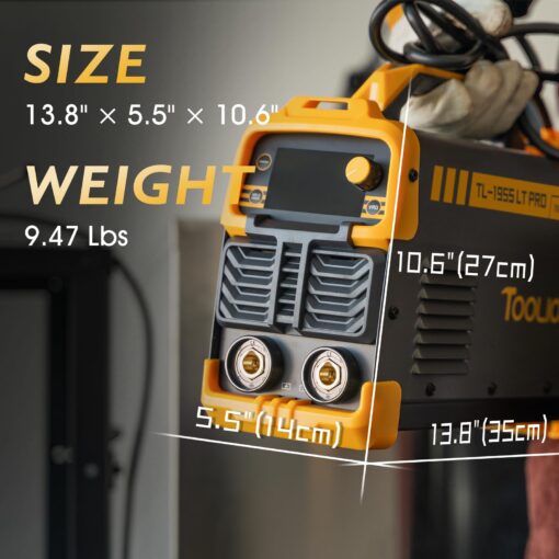 TOOLIOM 195A Stick/Lift TIG Welder with Lift TIG Torch 110V/220V Dual Voltage Welding Machine with Synergic Control Portable MMA Welder Machine with VRD, Hot Start and ARC Force - Image 3