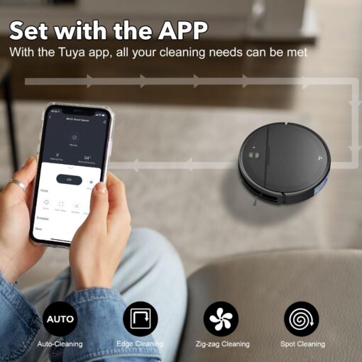 Robot Vacuum and Mop Combo, 2-in-1 Robot Vacuum Cleaner with Strong Suction, Compatible with APP/Home Integration, Schedule, Long battery life, Tangle-free, Ideal for Pet hair and Low Pile carpets - Image 3