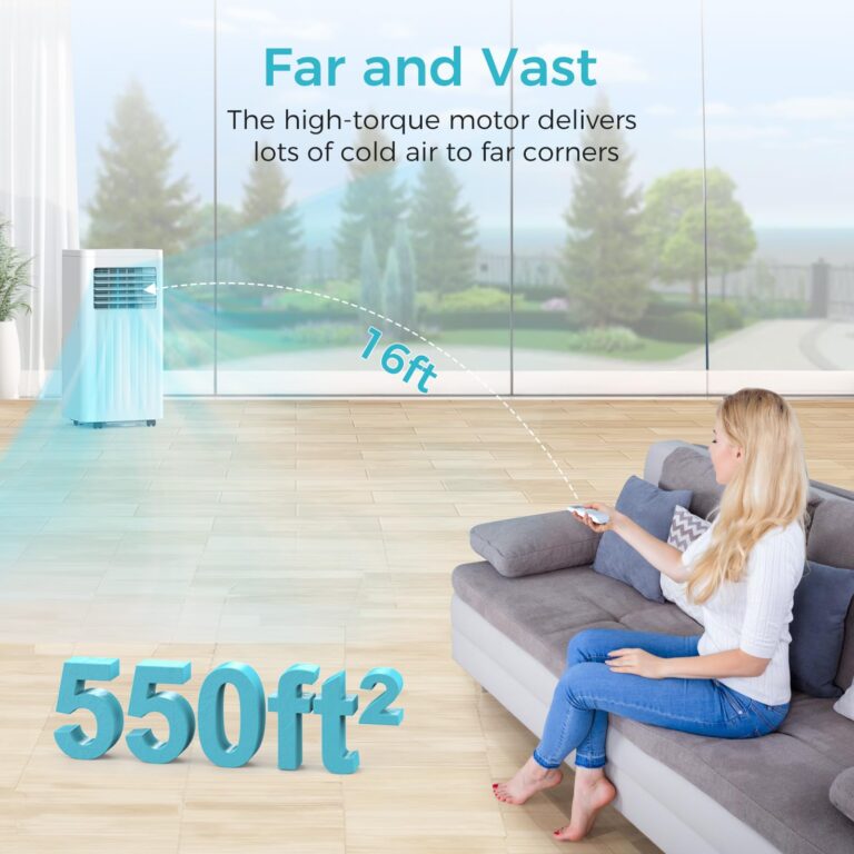 ZAFRO 10,000 BTU Portable Air Conditioners with Remote, 4 Modes Dehumidifier/Fan/Sleep Modes/Built-in Cool, Cools Room up to 450 sq.ft,24H Timer, Windows Kit Included&ac Hose for Bedroom/Indoor Rooms - Image 7