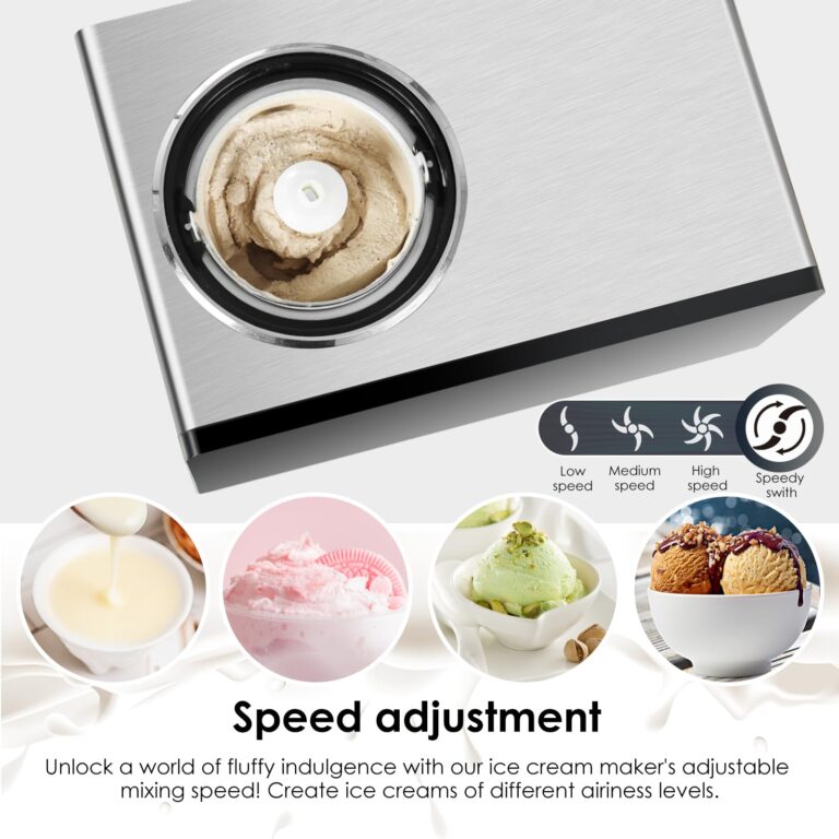 Homtone Ice Cream Maker Fully Automatic with Compressor, 4 Modes, Adjustable softness, Adjusted Speed 1.6 Quart Ice Cream + Yogurt Maker, LCD Touch Screen Homemade Soft & Hard Ice Cream Machine - Image 6