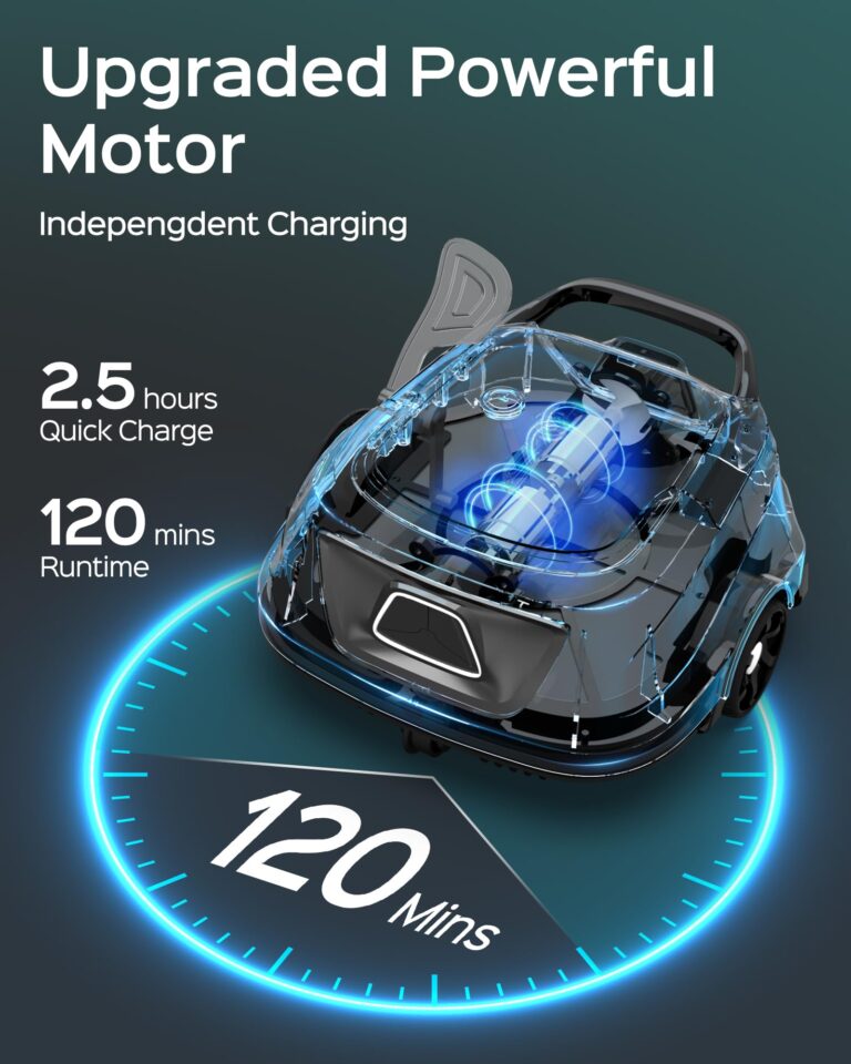 (2025 Upgraded) A1 Cordless Robotic Pool Vacuum, Automatic Pool Vacuum 120mins Running Time,Powerful Suction & Dual Filters, 2.5H Fast Charging, Ideal for Flat Above Pools Up to 1076 Sq.ft - Image 6