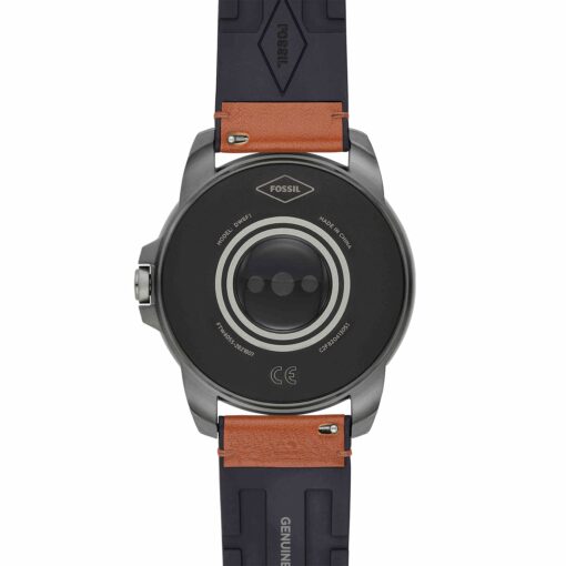 Fossil 44mm Gen 5E Stainless Steel and Leather Touchscreen Smart Watch, Color: Smoke, Brown (Model: FTW4055V) - Image 3