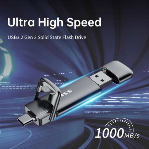 SSK 2TB SSD USB C Stick up to 1000MB/s,Fast External SSD Dual Drive Type-C + USB A 3.2 Gen 2 Solid State Thumb Drive,USB Memory Stick for iPhone 15/PS4/Android Phone/Tablet/Windows/Mac - Image 7