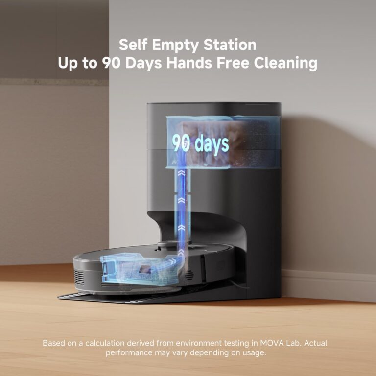 Mova S10 Plus Robot Vacuum with Self-Empty Dock, 7000Pa Suction, Liftable Brush, Hands-Free Cleaning for up to 90 Days with 4L Dust Bag, PreciSense LiDAR Navigation, App & Voice Control - Image 7