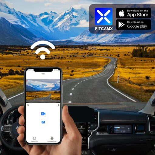 Fitcamx Front 4K+Rear 1080P Dash Cam for 2025 RAM 1500 (HD2-D4120) Tradesman HFE Big Horn Lone Star, OEM Look, Dual HD Video, WiFi & APP, Loop Recording, G-Sensor, Easy to Use, 128GB Card - Image 4