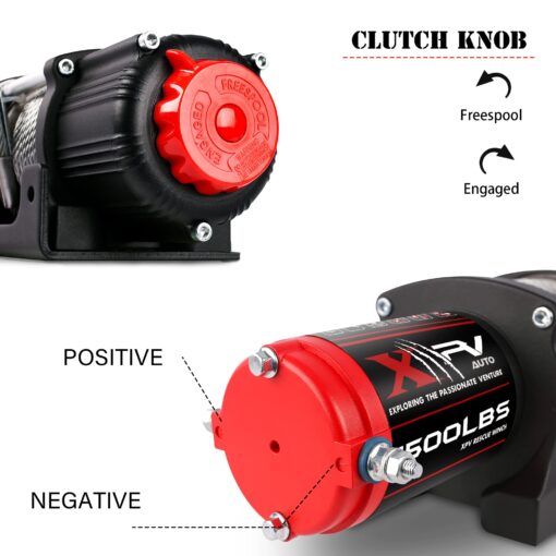 XPV AUTO 12V 4500LBS Steel Rope Electric Winch for Towing ATV/UTV Off Road with Wireless Remote Control Mounting Bracket IP67 Waterproof Electric Winch with 4-Way Roller Fairlead - Image 7