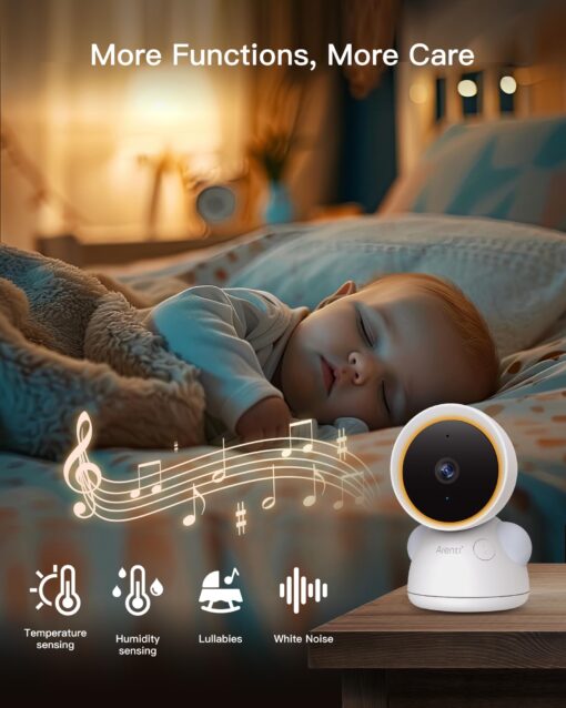ARENTI 3MP Baby Monitor with 2 Cameras, 5-inch Split Screen Display, WiFi 6 Smartphone App, Night Vision, Cry Detection, Temp & Humidity Sensor, 2-Way Audio (D3 Set) - Image 5