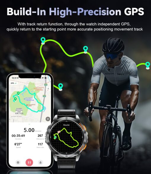 LIGE GPS Military Smart Watch for Men, LED Flashlight/Compass/45 Days Battery/IP68 Waterproof 1.43'' AMOLED Smartwatch, 100+ Sports Modes Fitness Tracker, Rugged Smart Watches for Android iOS - Image 9