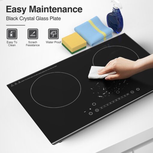 VBGK Double Induction Cooktop,4000W Induction Stove Top 110V Induction Hot Plate Electric Burner Portable Induction cooktop 2 burner with LCD Touch Screen 9 Levels Settings Child Safety Lock & Timer - Image 4