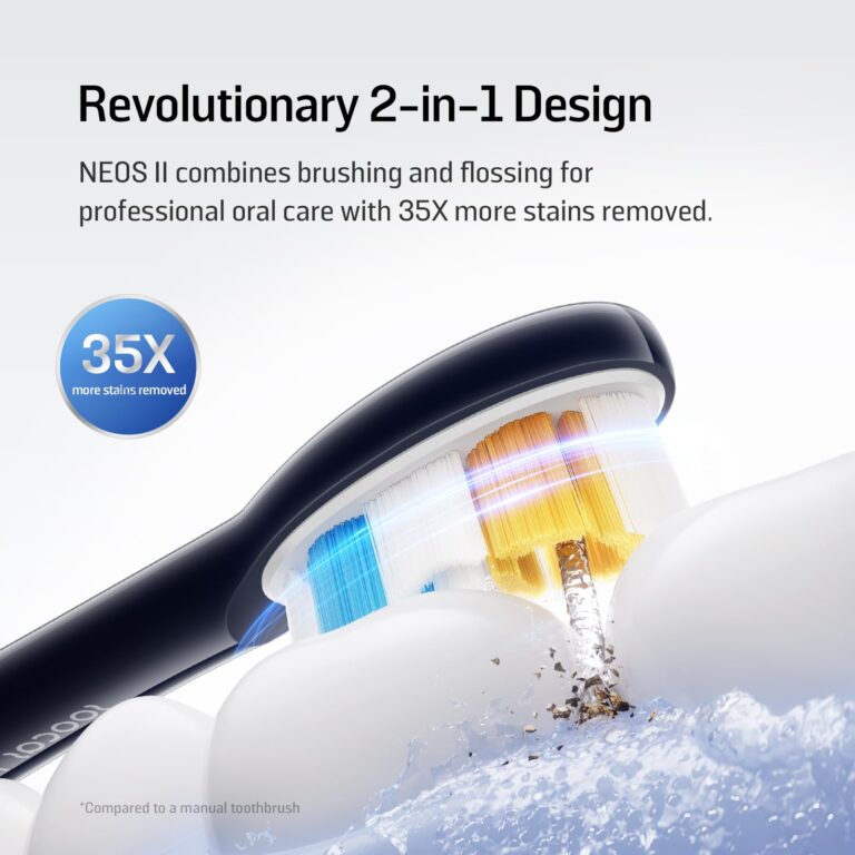 Soocas NEOS II - Sonic Electric Toothbrush and Water Flosser, Cordless Oral Irrigator, Electric Toothbrush for Adults, Portable Water Flosser, Superior Plaque Removal, Dark Violet - Image 9
