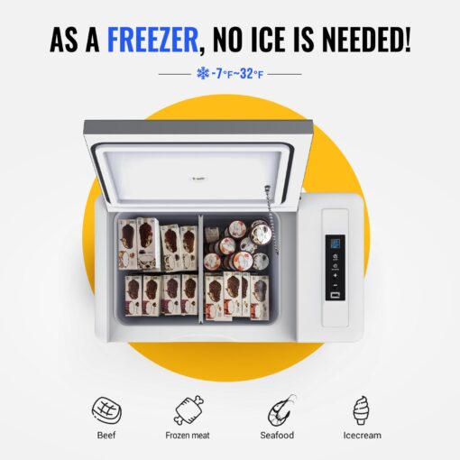BougeRV 12 Volt Refrigerator With Cover 12V Car Fridge 30 Quart Portable Freezer Compressor Cooler Compressor Freezer, 12/24V DC 110~240V AC, -7℉~50℉ for Truck RV SUV - Image 4