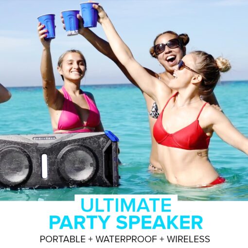 Gemini Sound SoundSplash 400W Floating Waterproof Wireless Bluetooth Speaker, LED Light Show, Dual 8” Woofers & NFC Pairing - Perfect for Pool Parties, Beach, Travel & Home Fun (Gray/Blue) - Image 6