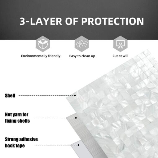 eazart Peel and Stick Tile Backsplash 10PCS Mother of Pearl Shell Mosaic Stick on Decor for Kitchen Living Room Bathroom (Ivory White) - Image 4