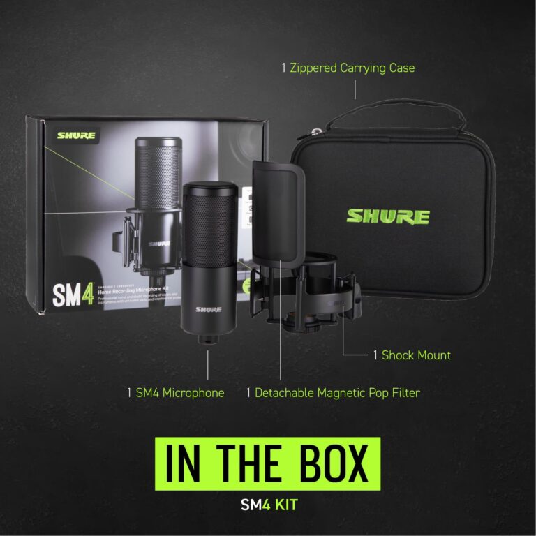 Shure SM4 Studio Recording Microphone Kit, XLR Home Studio Condenser Mic with Mix-Ready Audio - All-Metal Construction, Includes Detachable Magnetic Pop Filter & Shock Mount (SM4-K-KIT) - Image 9