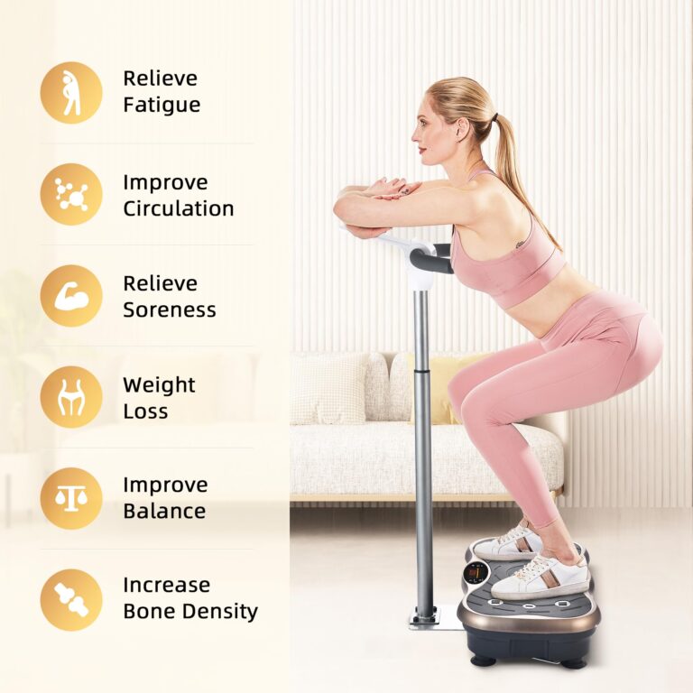 EILISON FIRMHOLD Handle Vibration Plate Exercise Machine for Lymphatic Drainage- Whole Body Workout Vibration Platform 350lbs for Beginners & Recovery, Body Shape Machine for Tonning (Handle Brown) - Image 9