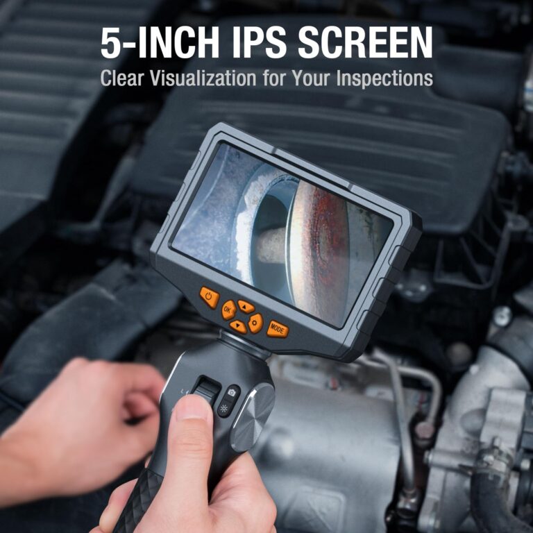 Two-Way Articulating Borescope with Light, Teslong 5-inch IPS Endoscope Inspection Camera with Articulation Head, Automotive Mechanics Fiber Optic Scope-0.33inch - Image 7