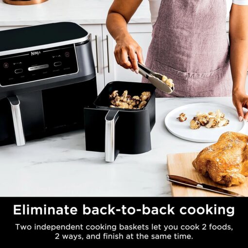 Ninja R-AD300CO Foodi 6-in-1 10-qt. XL 2-Basket Air Fryer with DualZone Technology, Black - Image 5