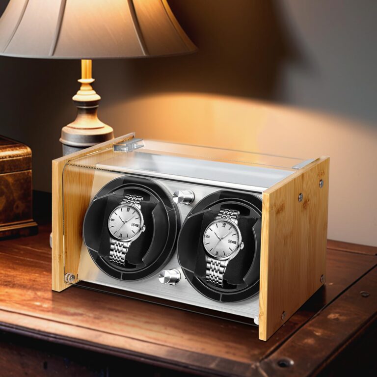 Watch Winder for 2 Automatic Watches - Bamboo Watches Winder Box with Quiet Motor 4 Rotation Mode Setting by Watch Winder Smith - Image 7