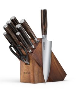 Yatoshi 9 Piece Block Set - Pro Kitchen Knife Set Ultra Sharp High Carbon Steel with Ergonomic Handle